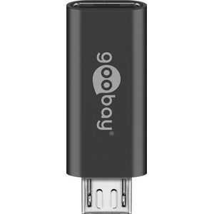 Goobay 51594 USB-C op micro USB, Hi-Speed adapter/converter voor het aansluiten van laadkabels, ondersteunt opladen en synchroniseren, grijs