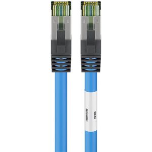 Goobay - RJ45 (cat 6A, 500 MHz) Patchkabel mit cat 8.1 s/ftp Rohkabel, blau, 99,9 % sauerstofffreier Kupferleiter (ofc), awg 24, halogenfreier