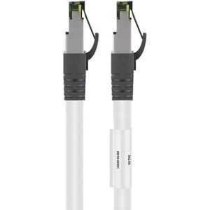 RJ45 (CAT 6A, 500 MHz) Patchkabel mit CAT 8.1 S/FTP Rohkabel, weiß, 99,9 % sauerstofffreier Kupferleiter (OFC), AWG 24, halogenfreier Kabelmantel