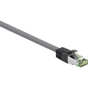 RJ45 (cat 6A, 500 MHz) Patchkabel mit cat 8.1 s/ftp Rohkabel, grau, 99,9 % sauerstofffreier Kupferleiter (ofc), awg 24, halogenfreier Kabelmantel