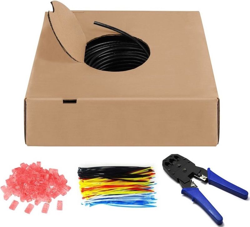 CAT 6 Outdoor Netzwerkkabel-Set, U UTP, schwarz