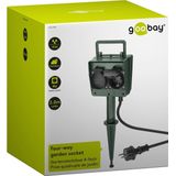 Buitenstopcontact - 4 voudig - IP44 - Incl. 2 meter snoer - Tuincontactdoos - Stekkerdoos buiten