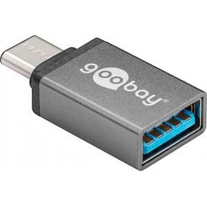 Goobay 56621 tussenstuk voor kabels USB-C USB 3.0 female (Type A) Grijs