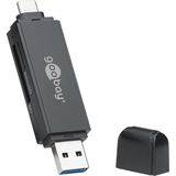 Goobay - USB 3.0 USB-C™ 2-in-1 - Kaartlezer - Zwart - Compatibel met SDXC, SDHC, microSD