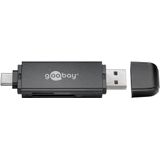 Goobay - USB 3.0 USB-C™ 2-in-1 - Kaartlezer - Zwart - Compatibel met SDXC, SDHC, microSD