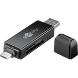 Goobay - USB 3.0 USB-C™ 2-in-1 - Kaartlezer - Zwart - Compatibel met SDXC, SDHC, microSD