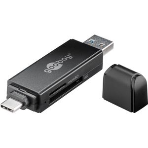 Goobay - USB 3.0 USB-C™ 2-in-1 - Kaartlezer - Zwart - Compatibel met SDXC, SDHC, microSD
