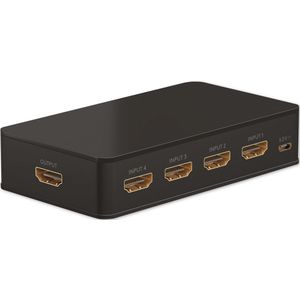 Goobay HDMI schakelaar 4 naar 1 met afstandsbediening - HDMI2.0 (4K 60Hz + HDR) / zwart