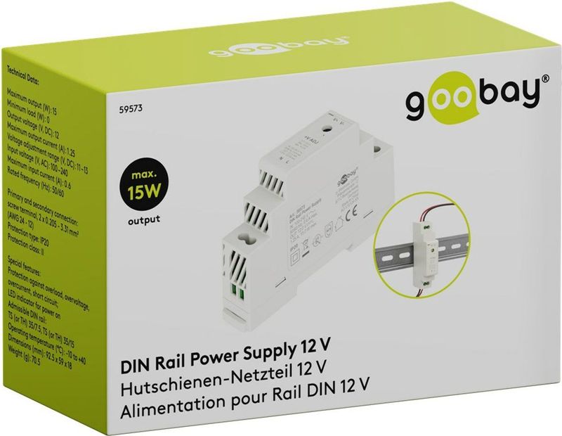 Transformator - DIN-Rail Voeding - 12V - 1.25A - 15W