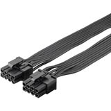 goobay 59714 8-pins vrouwelijk naar dubbel 6 + 2 mannelijk stroomkabel voor PCIe-kabel/kabel met dubbele grafische kaart 6 pinnen en 8 pins/PCI Express/zwart / 1 x 23 cm 1 x 63 cm