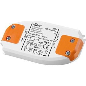 Goobay 60368 led-transformator, 230 V naar 24 V, laagspanningstransformator voor ledverlichting, totale belasting tot 8 W, 94,5 x 46,2 x 19,5 mm