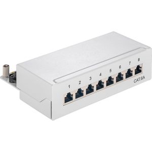 Goobay - CAT 6a Patch Panel - 8-poorts - Grijs - Metalen Behuizing