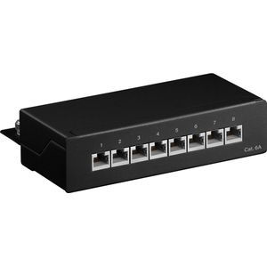 CAT6a Mini/Desktop Patch Panel 8 poorts zwart - Kabelverbinder - Kabel Connector