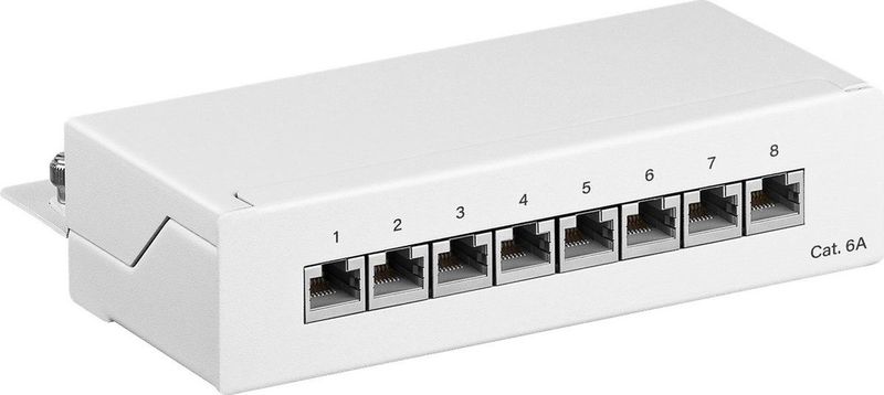 CAT - Gigabit Desktop Patch Panel - 1U - 8 Poorten - Afgeschermd - Wit