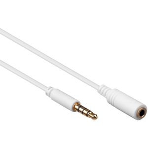 4-polige 3,5mm Jack Verlengkabel - Verguld - 0,5 meter - Wit