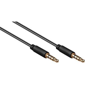 3,5mm Jack 4-polig audio slim kabel AWG28 / zwart - 1 meter