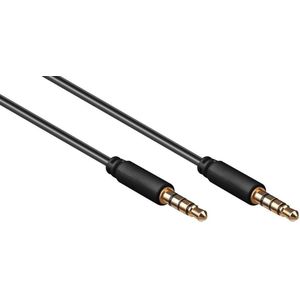 Goobay 63826 Aux kabel, 3,5 mm jack mannelijk naar 3,5 mm jack mannelijk (4-polig, stereo), 1m, zwart