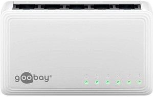 goobay 64563 5-poorts gigabit ethernet netwerkswitch / LAN-switch met max. 1000 Mbit/s / ventilatorloos design / Ethernet-schakelaar met plug & play / geoptimaliseerde gegevensverdeler /