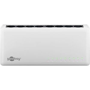 Goobay 64564 8-poorts Gigabit Ethernet netwerkswitch / Ethernet LAN-switch met max. 1000 Mbit/s / ventilatorloos design / Plug & Play Ethernet-switch / geoptimaliseerde gegevensverdeler