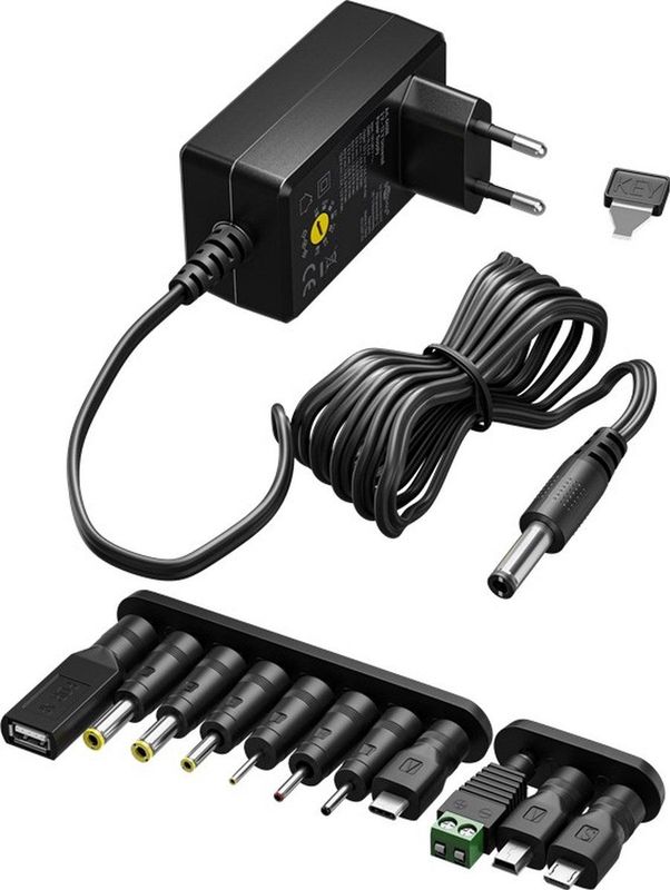 Goobay - Universele Voedingsadapter - 3-12V - 12W - 11 Pluggen - 1,8 Meter