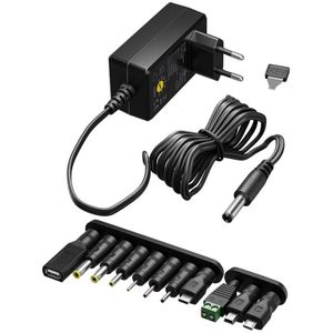 Universele adapter regelbaar 3V tot 12V (12V, 1.5A, 18W Max, 123accu huismerk)