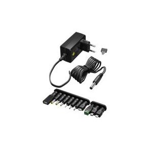 Universele adapter regelbaar 3V tot 12V (12V, 0.6A, 7.2W Max, 123accu huismerk)