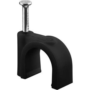 goobay 64684 Kabelklem set van 100 / kabelhouder voor kabelbevestiging tot 12 mm diameter/kabelklem met spijker voor muur, deurkozijnen, hoeken en opbouw / 100 stuks/zwart
