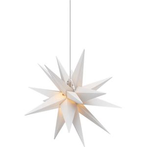 goobay 64788 Led-kerstster, 3D, Ø 56 cm, ster met 18 punten en timer, kerstdecoratie, voor sfeervolle sfeer, werkt op batterijen, wanddecoratie, lichtster, wit