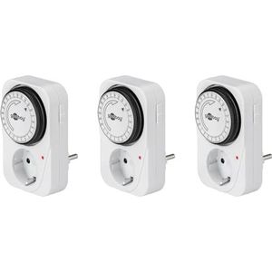 Goobay 64894 Tijdschakelklok stopcontact - analoge timer binnen - schakelklok stopcontacten - 15 minuten klokt instelbaar - controle led - continu gebruik mogelijk - set van 3 stuks, klein