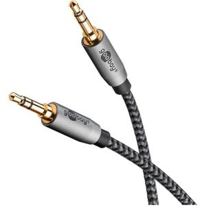 goobay 65273 Audio 3,5 mm Stereo AUX Kabel 1m / Klinkenkabel für Kopfhörer, Autoradio, PC, Tablet, Lautsprecher Boxenkabel/vergoldeter Anschluss
