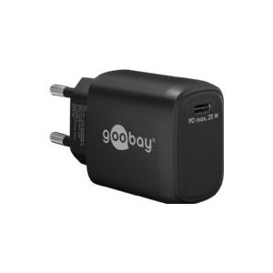 goobay 65367 USB-C PD snellader Nano (25 W) / adapter voor USB-C laadkabel/Quick Charge lader/voor iPhone oplaadkabel, Samsung oplaadkabel en andere mobiele telefoons/voeding/zwart