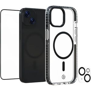 3sixT 65918 3in1 Protection Bundle voor iPhone 15 Plus/hoes displaybescherming & camera beschermset/incl. telefoonhoes pantserglas camera protector schokbestendig / 3-in-1 hoesjes set