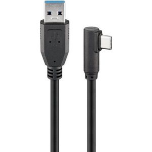 USB-A naar Haakse USB-C Kabel - USB 3.2 Gen 1 - 1,5 meter - Zwart