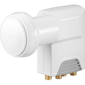 Goobay 67272 Universele Quad LNB digitale satellietontvangst 4 deelnemers direct digitale televisie UHD 8K F bus weersbescherming SAT DVB-S2 wit