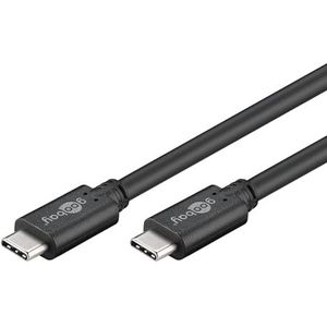 Goobay 67975 USB C naar USB C 3.2 Gen 1 snellaadkabel 60 W - 20 V - 3 A/telefoonkabel 5 Gbits/oplaadkabel USBC naar USB Type C/Samsung Galaxy en iPhone/zwart / 0,5 m