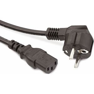 Goobay 68604 Koudeapparaatkabel 1,5 m / C13 koudaansluiting & 90 graden geaarde stekker hoekstekker/universele pc-monitor PC stroomkabel C13 netsnoer/zwart / 1,5 m