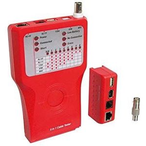Wentronic CAT USB IEEE1394 BNC netwerktester voor RJ11/12/45 rood