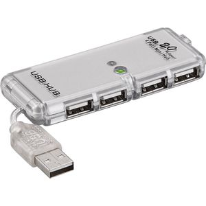 Goobay USB hub met 4 poorten - USB2.0 - busgevoed / zilver - 0,05 meter