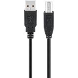 Kabel - USB-A naar USB-B - Zwart - Standaard - USB2.0