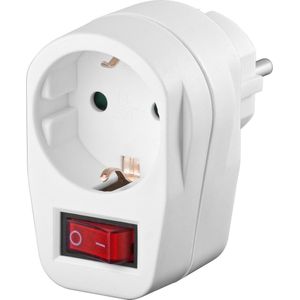 Doorvoerstekker met 1-polige Schakelaar - Horizontaal Stopcontact - Wit