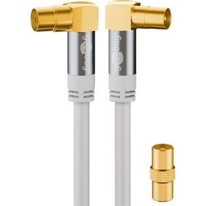 Goobay - 70422 - TV-Antennekabel - Wit - Coax-Bus 90° - Coax-Stekkers 90° - 5,0m