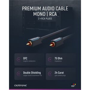 Audiokabel 1xRCA - 1xRCA Koaxial 1m - Clicktronic