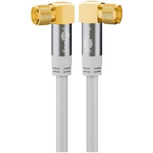 SAT-Antennenkabel (135 dB), 4x geschirmt, vergoldet, F-Stecker 90° F-Stecker 90°. Kabellänge 10 m