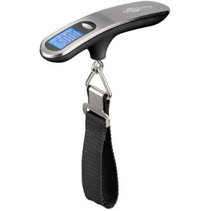Goobay 71883 Digitale Kofferwaage Gepäckwaage mit heller LCD-Anzeige und Tara-Funktion für Gepäck bis 50kg, bequemer Handgriff liegt perfekt in der Hand, für Reisen / Familienleben geeignet, Silber, 8.66 x 1.65 x 6.97 inches