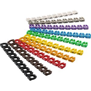 Goobay markeerclips (0-9) voor kabels - 2,8 - 4,6 mm - 100 stuks / diverse kleuren
