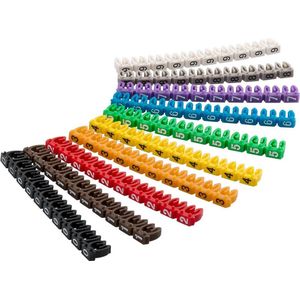 Goobay markeerclips (0-9) voor kabels - 3,8 - 5,9 mm - 100 stuks / diverse kleuren