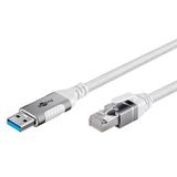 Goobay 74159, 2 m, Cat6, F/UTP (FTP), USB A, RJ-45, White
