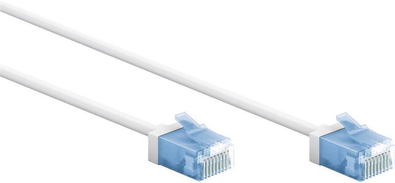 Goobay - Ultraflexibles cat 6A Patchkabel, slim, u/utp, weiß, extrakurze Stecker, reiner Kupferleiter (cu), lszh, TPE-Mantel, awg 32. Kabellänge 7.5 m