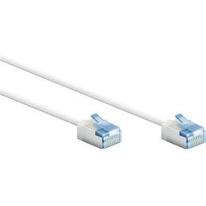 Goobay - Ultraflexibles cat 6A Patchkabel, slim, u/ftp, weiß, extrakurze Stecker, reiner Kupferleiter (cu), lszh, TPE-Mantel, awg 32. Kabellänge 7.5 m