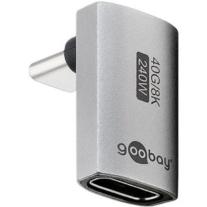 Haakse USB-C (v) naar USB-C (m) Adapter - USB4 - Haaks omhoog en omlaag - Pro - Zilver